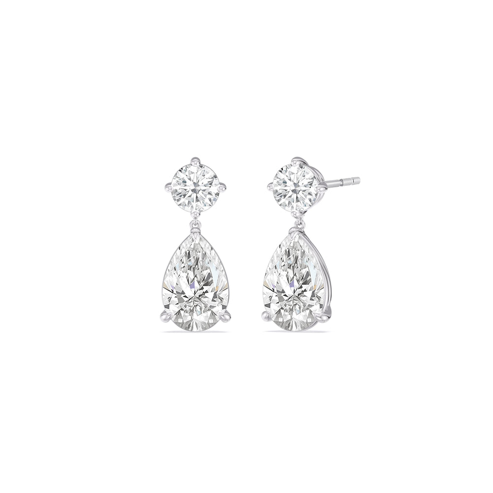 Elegance Pear Drop Earrings with 18KT White Gold / Lab / 4 Cut Diamond in 14KT White Gold / Lab / 4 view 1
