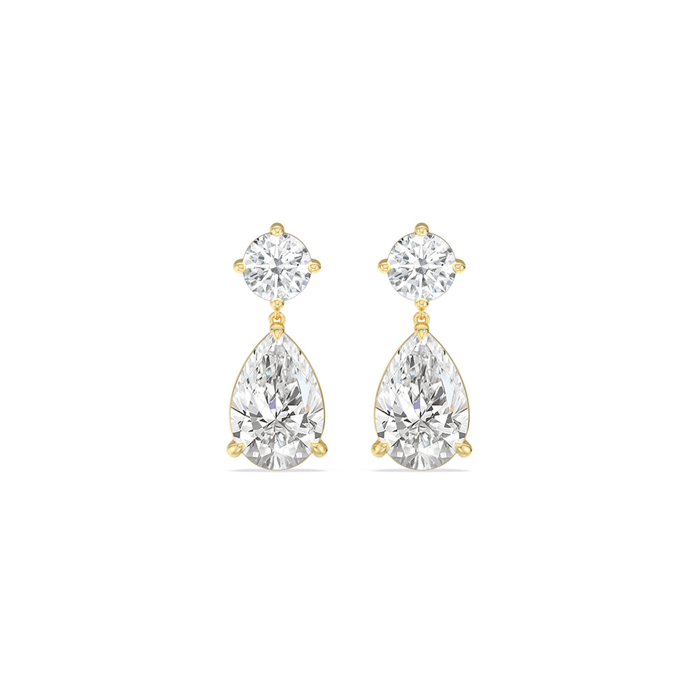Elegance Pear Drop Earrings with 18KT Yellow Gold / Lab / 4 Cut Diamond in 14KT Yellow Gold / Lab / 4 view 2
