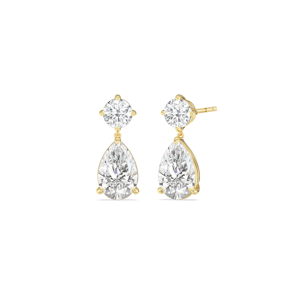 Elegance Pear Drop Earrings with 18KT Yellow Gold / Lab / 4 Cut Diamond in 14KT Yellow Gold / Lab / 4 view 1
