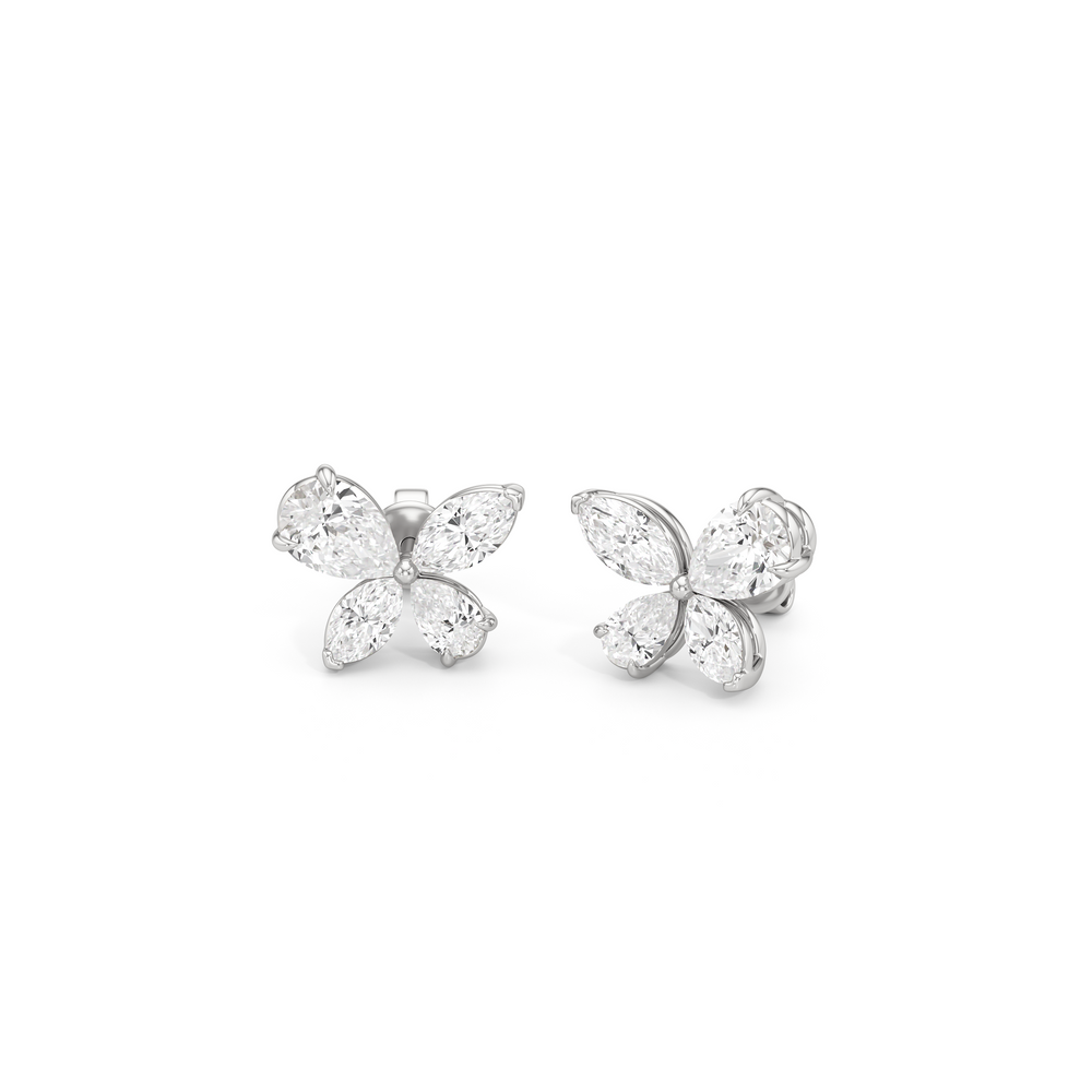 Marsilea Studs with 14KT White Gold / Lab / 1/2 Cut Diamond in 14KT White Gold / Lab / 1/2 view 2
