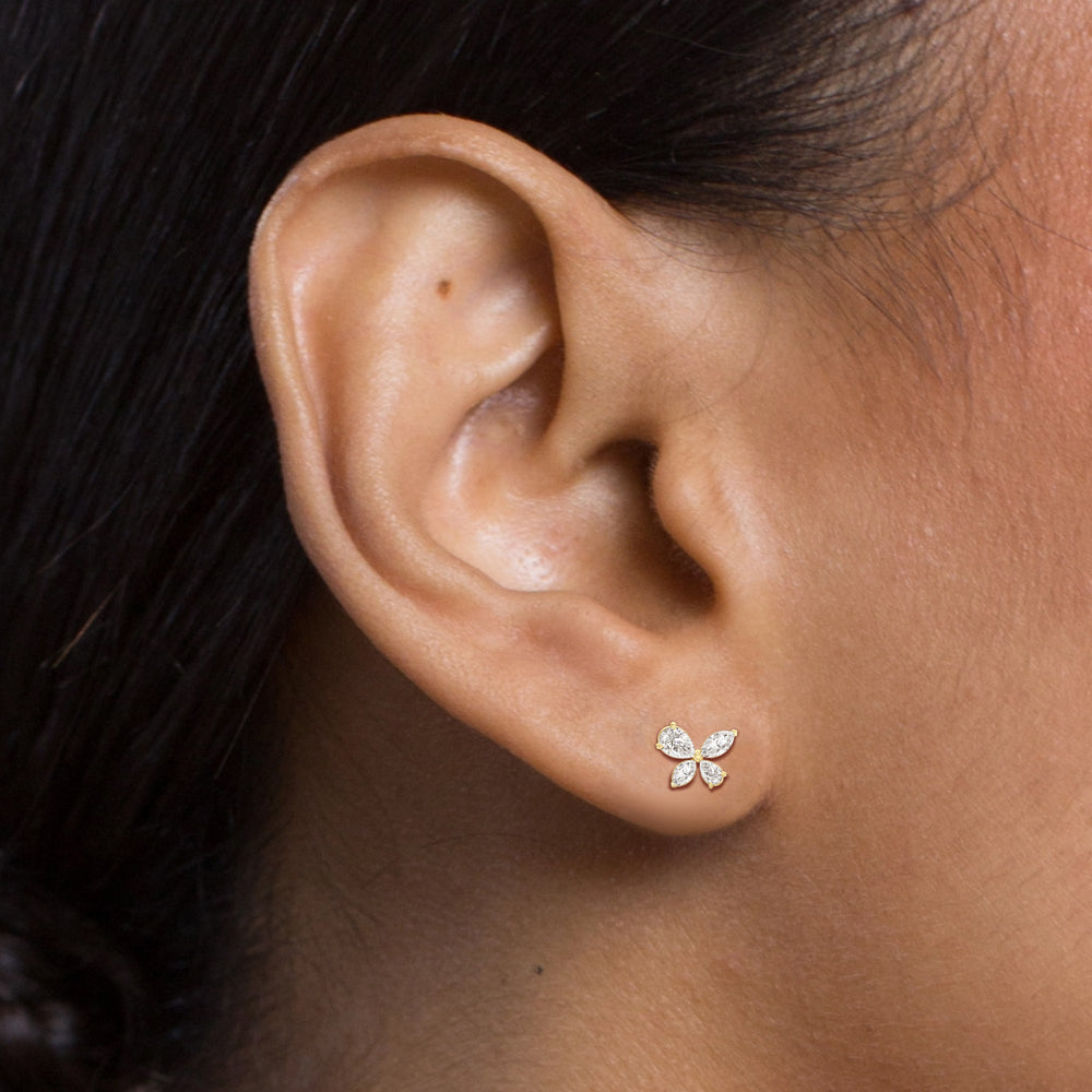 Marsilea Studs with 14KT Yellow Gold / Lab / 1/2 Cut Diamond in 14KT Yellow Gold / Lab / 1/2 view 3
