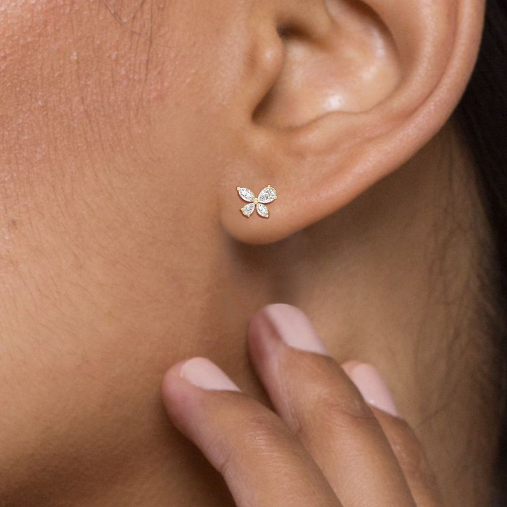 Marsilea Studs with 14KT Rose Gold / Lab / 1/2 Cut Diamond in 14KT Rose Gold / Lab / 1/2 view 4
