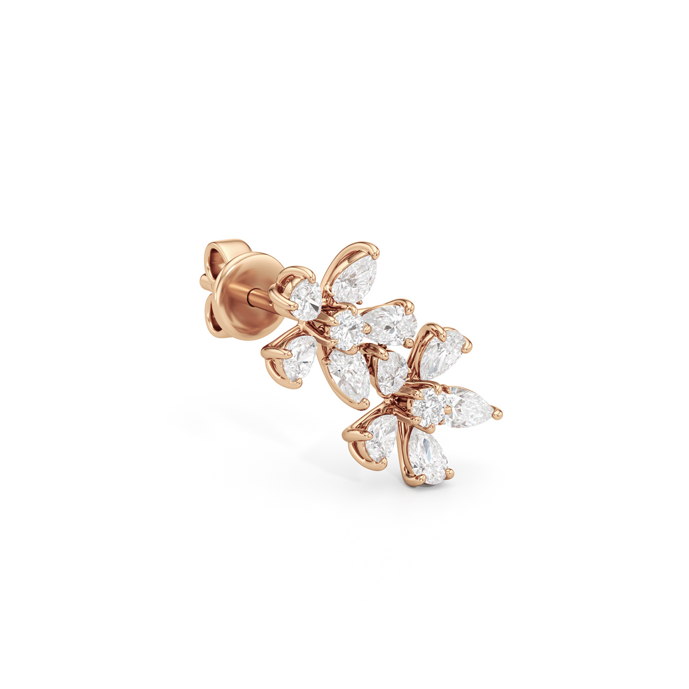 Daisy Duet Earrings with 14KT Rose Gold / Lab / 1/10 Cut Diamond in 14KT Rose Gold / Lab / 1/10 view 5
