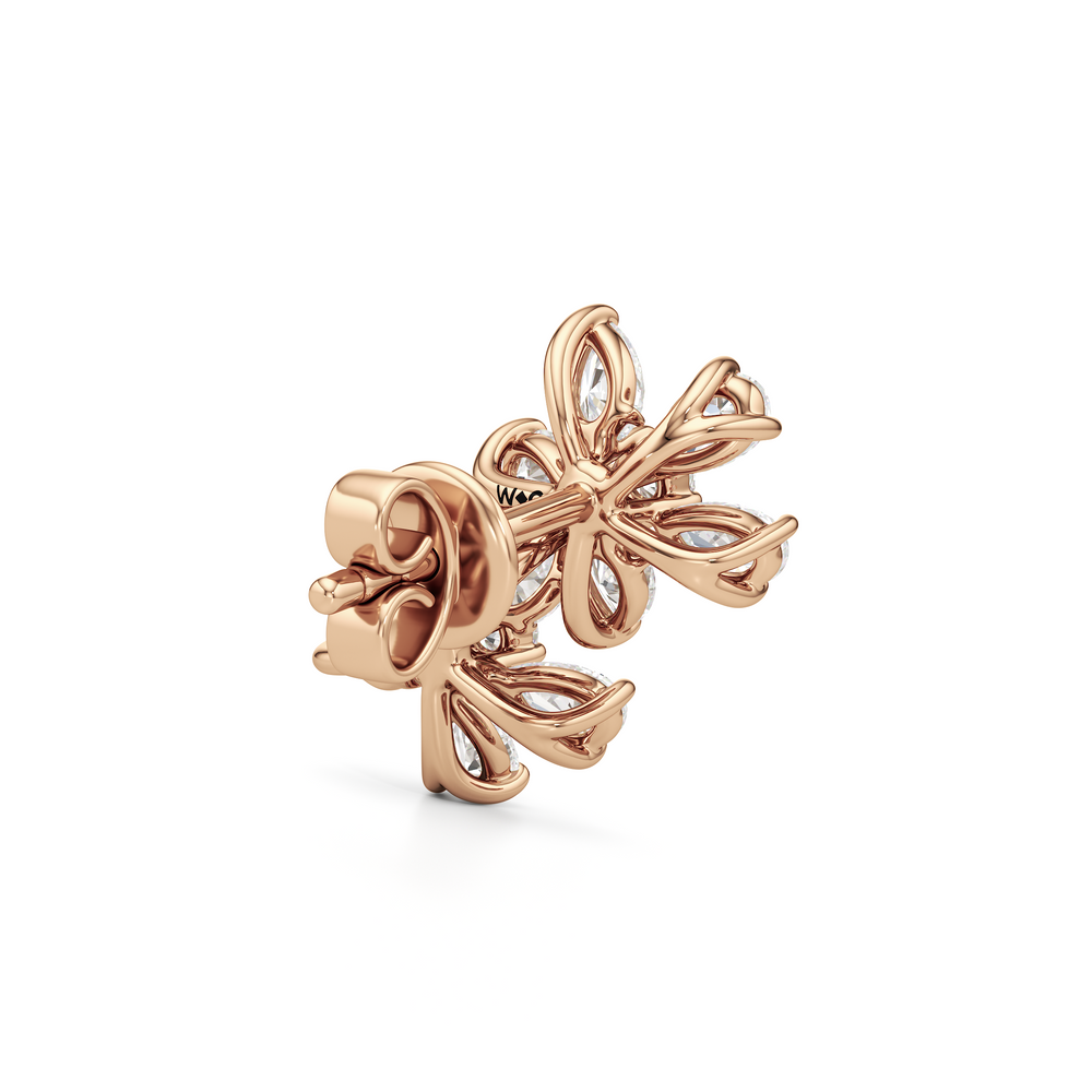 Daisy Duet Earrings with 14KT Rose Gold / Lab / 1/10 Cut Diamond in 14KT Rose Gold / Lab / 1/10 view 6
