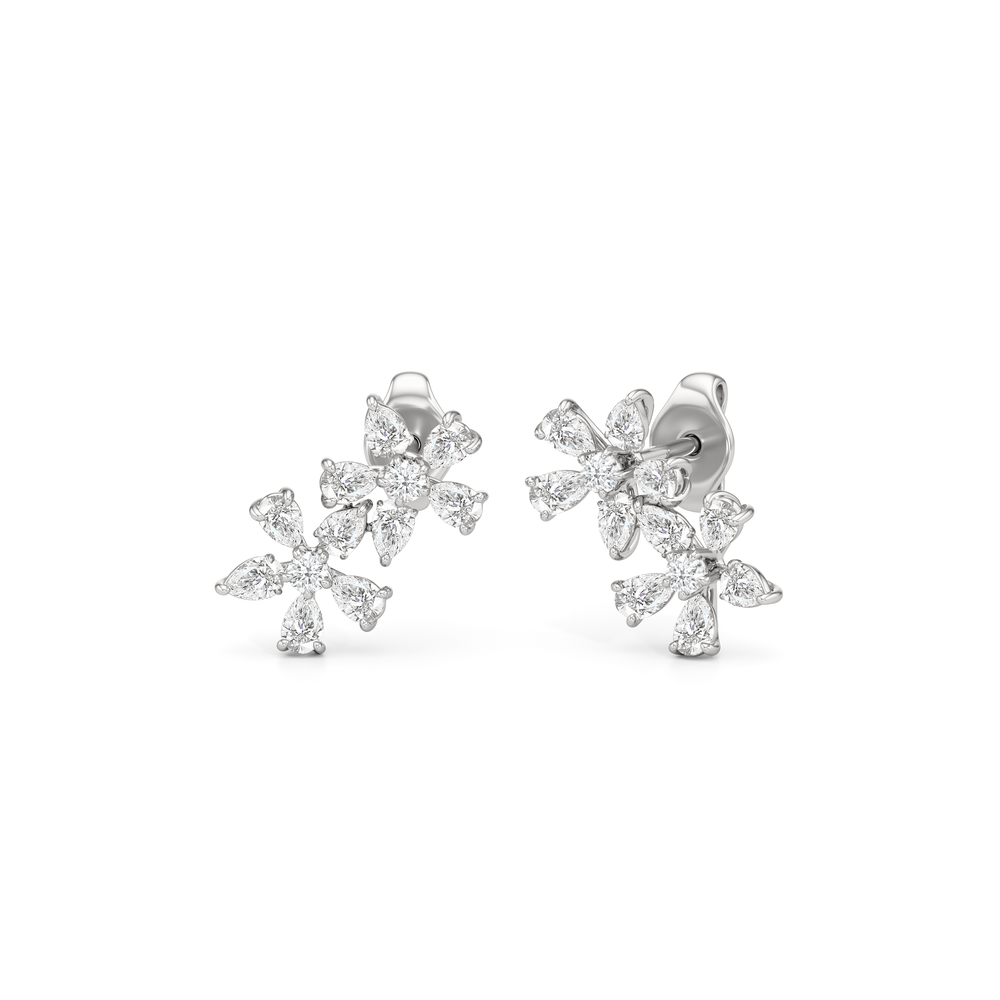 Daisy Duet Earrings with 14KT White Gold / Lab / 1/10 Cut Diamond in 14KT White Gold / Lab / 1/10 view 2

