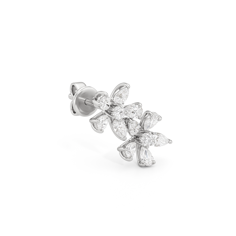 Daisy Duet Earrings with 14KT White Gold / Lab / 1/10 Cut Diamond in 14KT White Gold / Lab / 1/10 view 5
