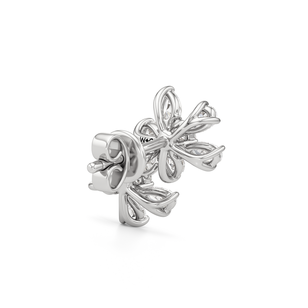 Daisy Duet Earrings with 14KT White Gold / Lab / 1/10 Cut Diamond in 14KT White Gold / Lab / 1/10 view 6
