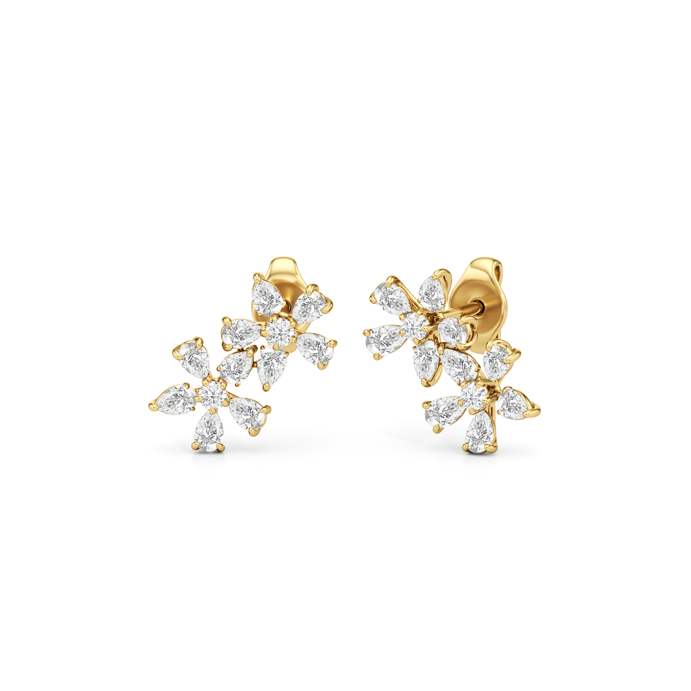 Daisy Duet Earrings with 14KT Yellow Gold / Lab / 1/10 Cut Diamond in 14KT Yellow Gold / Lab / 1/10 view 2
