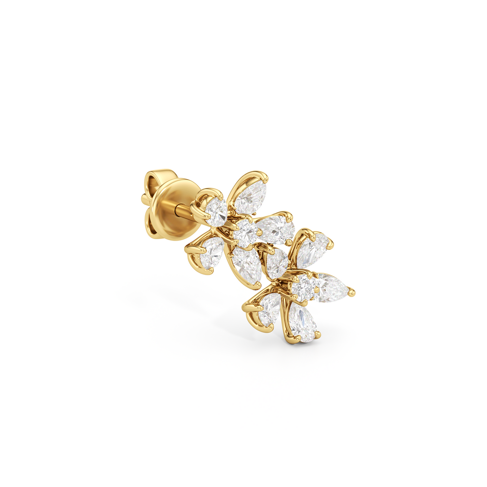 Daisy Duet Earrings with 14KT Yellow Gold / Lab / 1/10 Cut Diamond in 14KT Yellow Gold / Lab / 1/10 view 5

