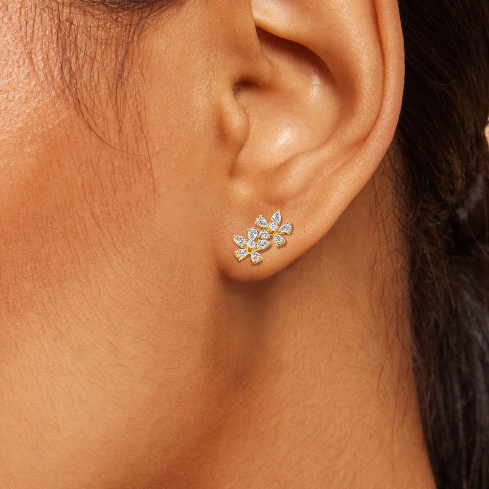 Daisy Duet Earrings with 14KT Rose Gold / Lab / 1/10 Cut Diamond in 14KT Rose Gold / Lab / 1/10 view 3
