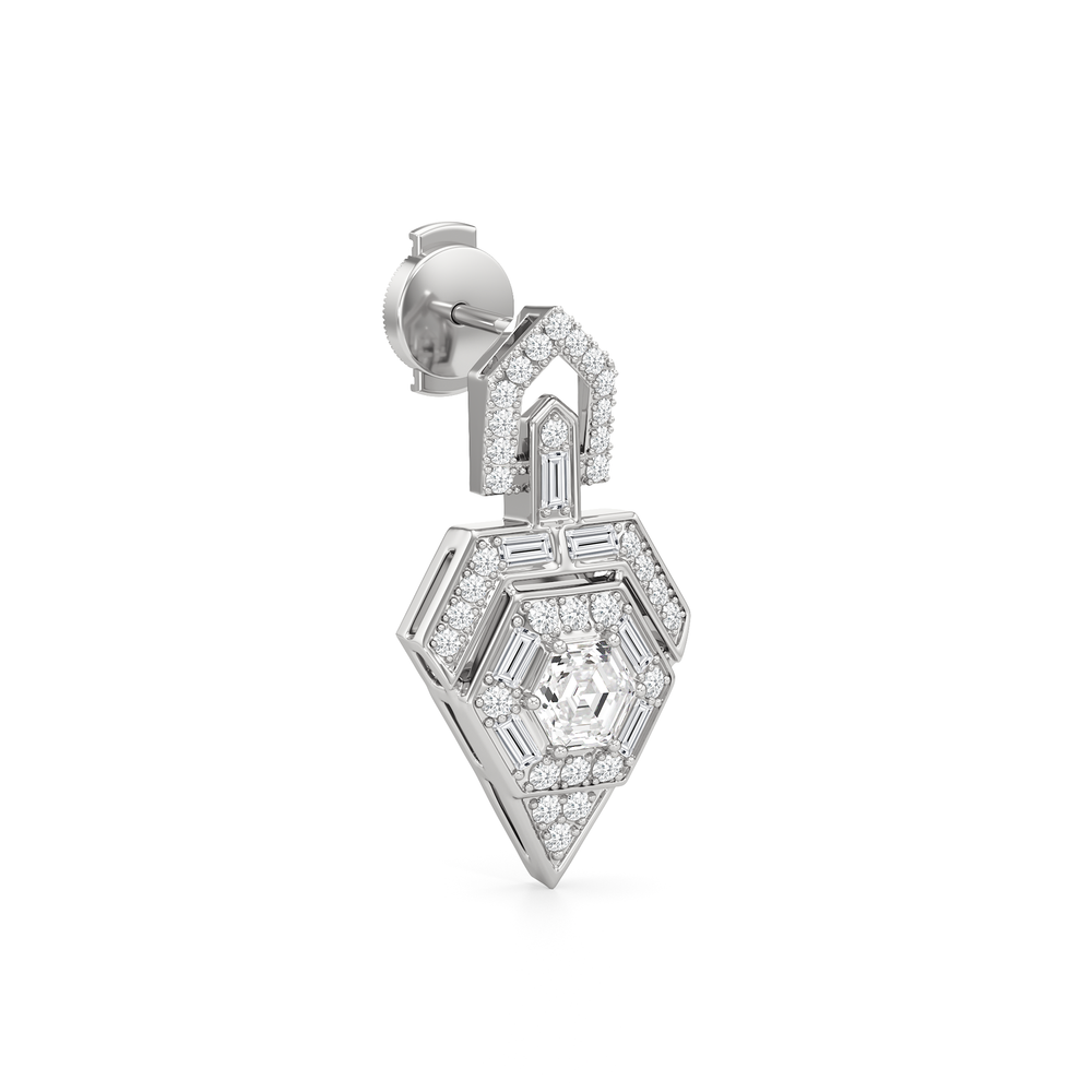 The Ziggurat Earrings with Platinum / Lab / 2 Cut Diamond in 14KT Platinum / Lab / 2 view 5
