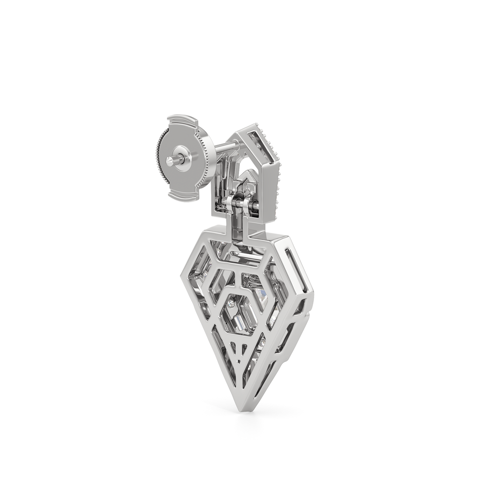 The Ziggurat Earrings with Platinum / Lab / 2 Cut Diamond in 14KT Platinum / Lab / 2 view 6
