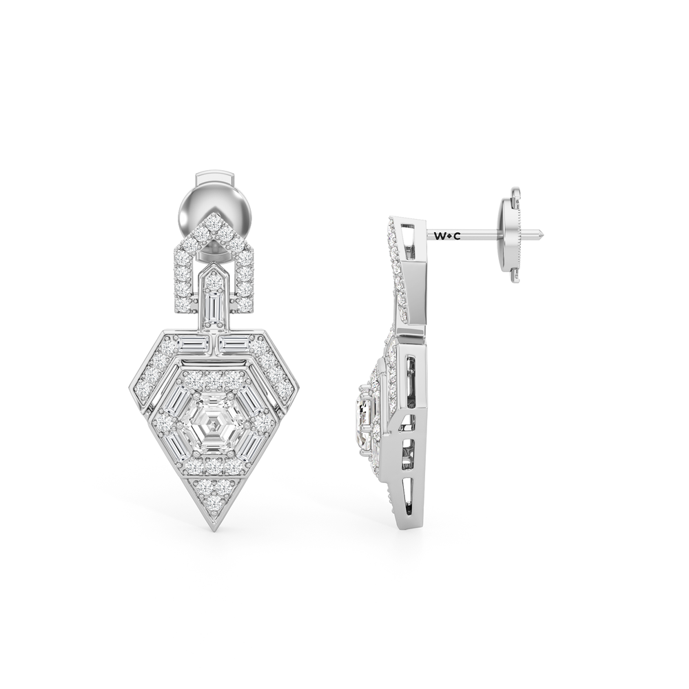 The Ziggurat Earrings with Platinum / Lab / 2 Cut Diamond in 14KT Platinum / Lab / 2 view 7
