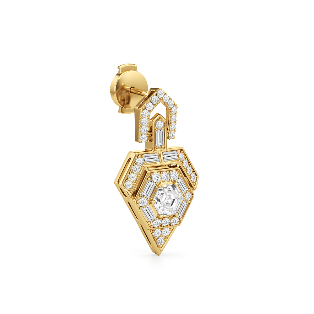 The Ziggurat Earrings with 18KT Yellow Gold / Lab / 2 Cut Diamond in 14KT Yellow Gold / Lab / 2 view 5
