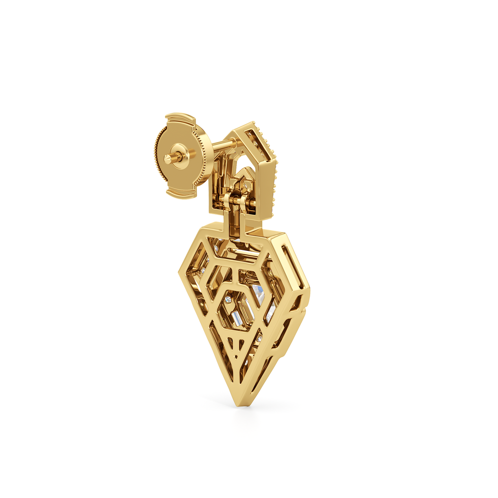 The Ziggurat Earrings with 18KT Yellow Gold / Lab / 2 Cut Diamond in 14KT Yellow Gold / Lab / 2 view 6
