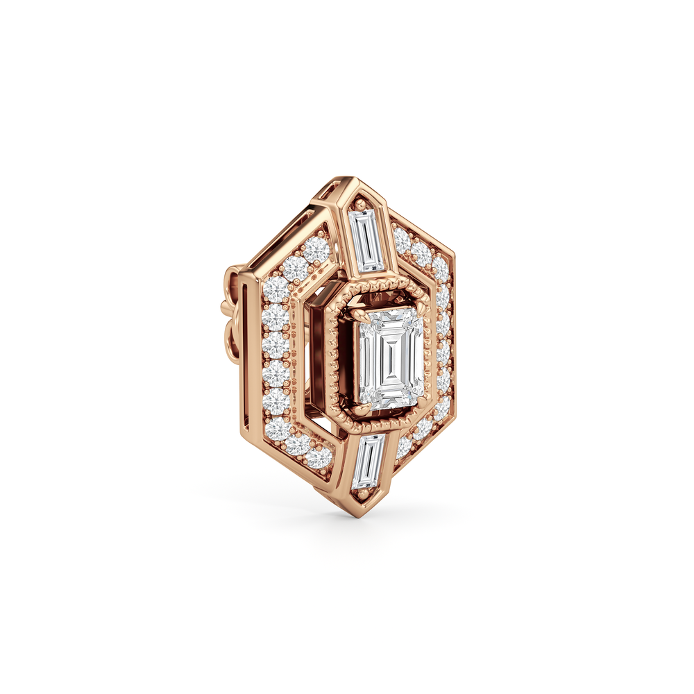 The Wiltern Earrings with 18KT Rose Gold / Lab / 1 1/10 Cut Diamond in 14KT Rose Gold / Lab / 1 1/10 view 5
