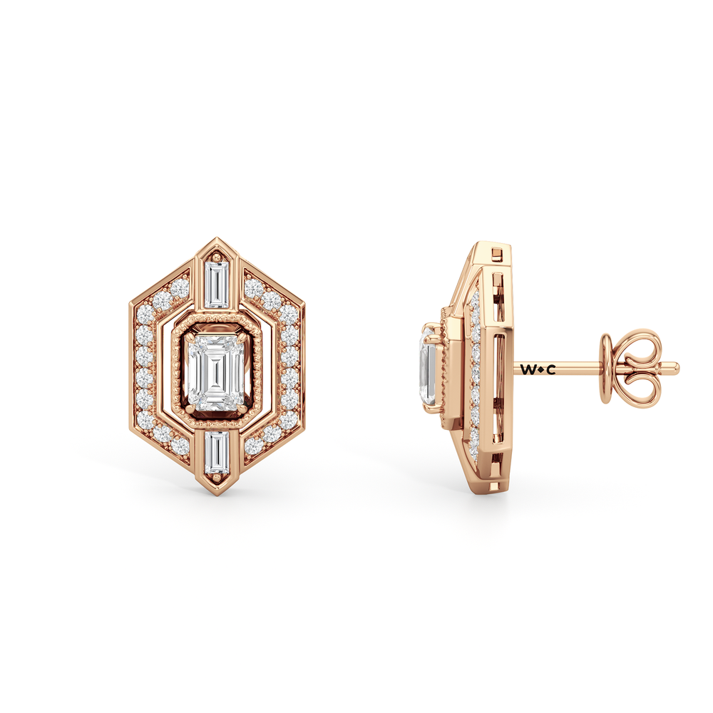 The Wiltern Earrings with 18KT Rose Gold / Lab / 1 1/10 Cut Diamond in 14KT Rose Gold / Lab / 1 1/10 view 7
