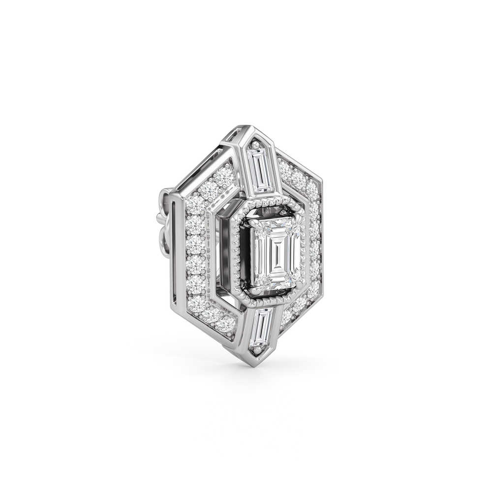The Wiltern Earrings with 18KT White Gold / Lab / 1 1/10 Cut Diamond in 14KT White Gold / Lab / 1 1/10 view 5
