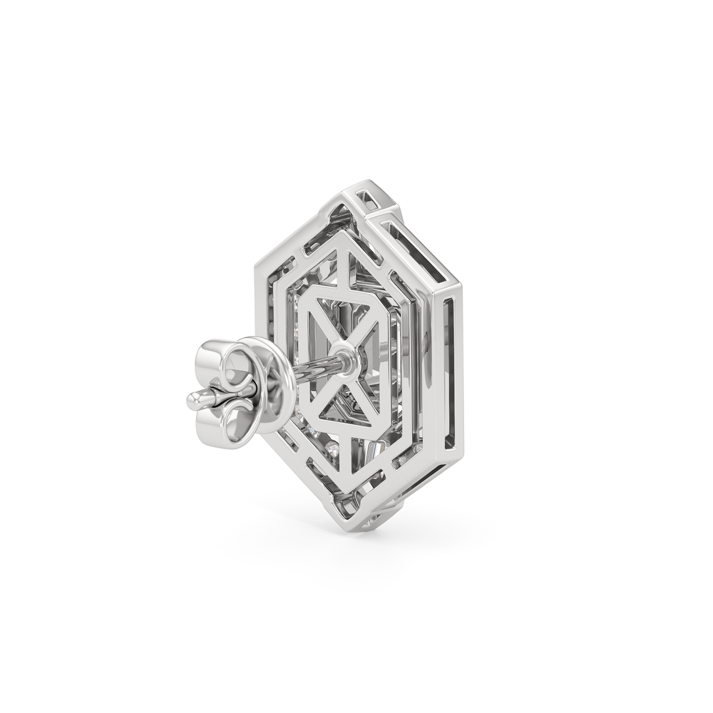 The Wiltern Earrings with 18KT White Gold / Lab / 1 1/10 Cut Diamond in 14KT White Gold / Lab / 1 1/10 view 6
