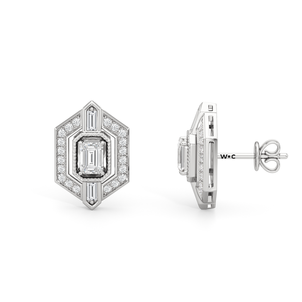 The Wiltern Earrings with 18KT White Gold / Lab / 1 1/10 Cut Diamond in 14KT White Gold / Lab / 1 1/10 view 7
