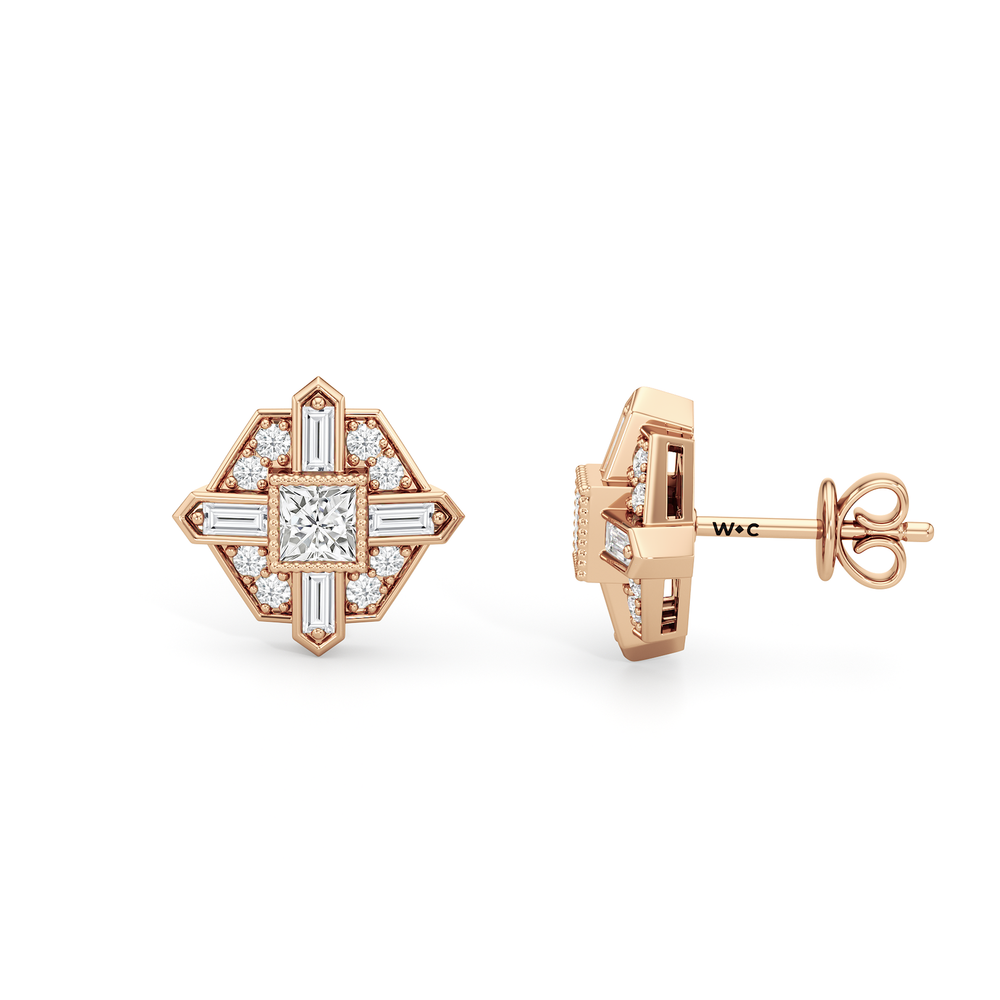 The Bullocks Earrings with 18KT Rose Gold / Lab / 1 1/5 Cut Diamond in 14KT Rose Gold / Lab / 1 1/5 view 7
