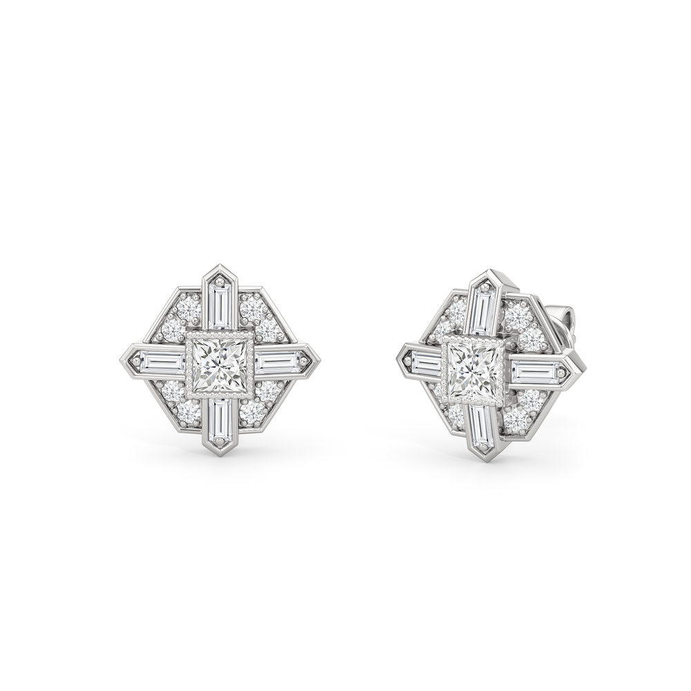 The Bullocks Earrings with 18KT White Gold / Lab / 1 1/5 Cut Diamond in 14KT White Gold / Lab / 1 1/5 view 2
