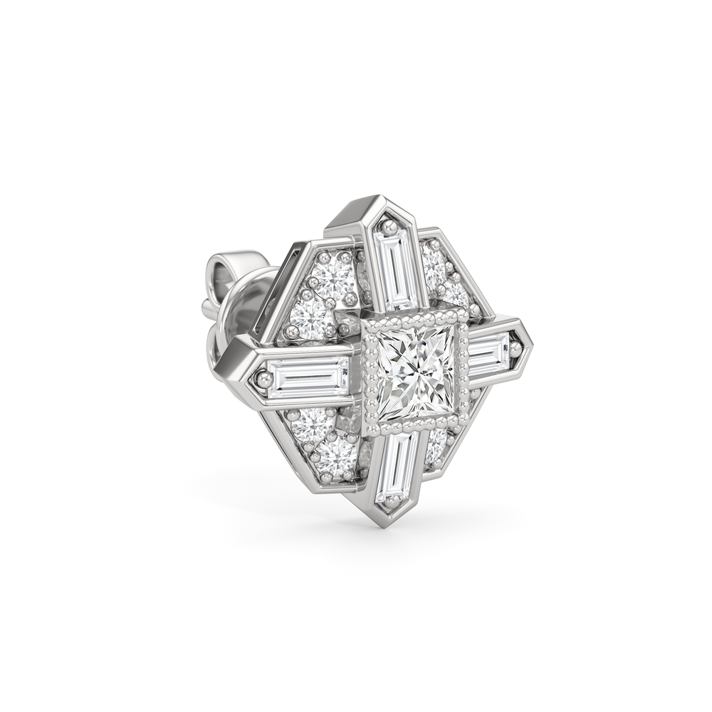 The Bullocks Earrings with 18KT White Gold / Lab / 1 1/5 Cut Diamond in 14KT White Gold / Lab / 1 1/5 view 5
