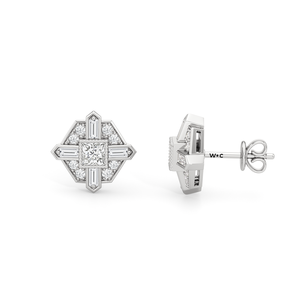 The Bullocks Earrings with 18KT White Gold / Lab / 1 1/5 Cut Diamond in 14KT White Gold / Lab / 1 1/5 view 7

