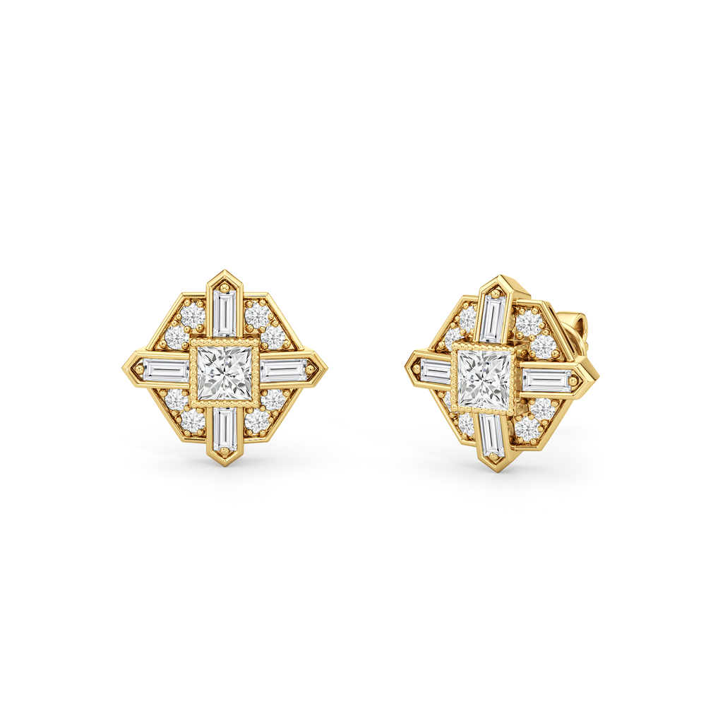 The Bullocks Earrings with 18KT Yellow Gold / Lab / 1 1/5 Cut Diamond in 14KT Yellow Gold / Lab / 1 1/5 view 2
