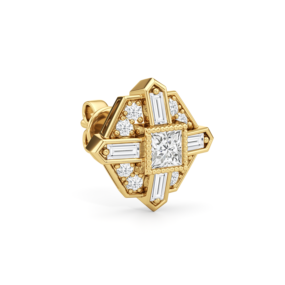 The Bullocks Earrings with 18KT Yellow Gold / Lab / 1 1/5 Cut Diamond in 14KT Yellow Gold / Lab / 1 1/5 view 5
