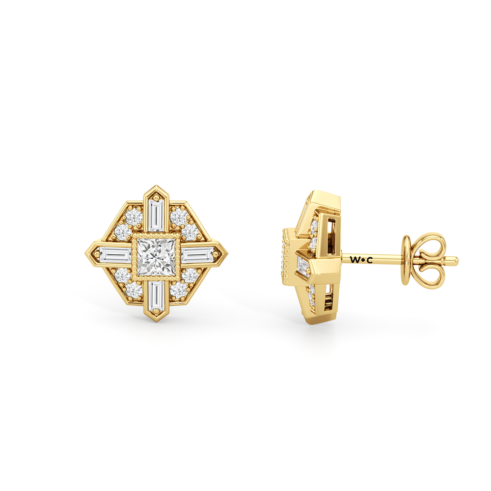 The Bullocks Earrings with 18KT Yellow Gold / Lab / 1 1/5 Cut Diamond in 14KT Yellow Gold / Lab / 1 1/5 view 7
