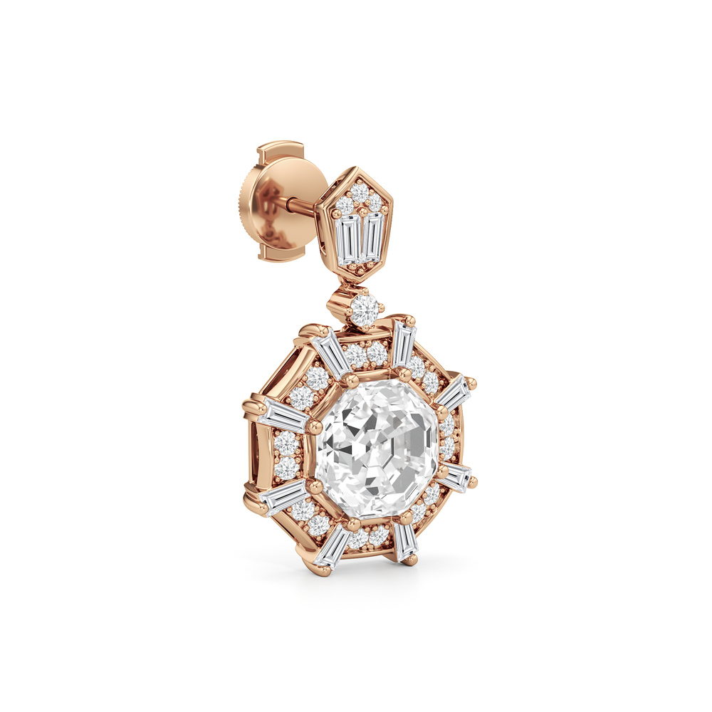 The Allison Earrings with 18KT Rose Gold / Lab / 4 9/10 Cut Diamond in 14KT Rose Gold / Lab / 4 9/10 view 5
