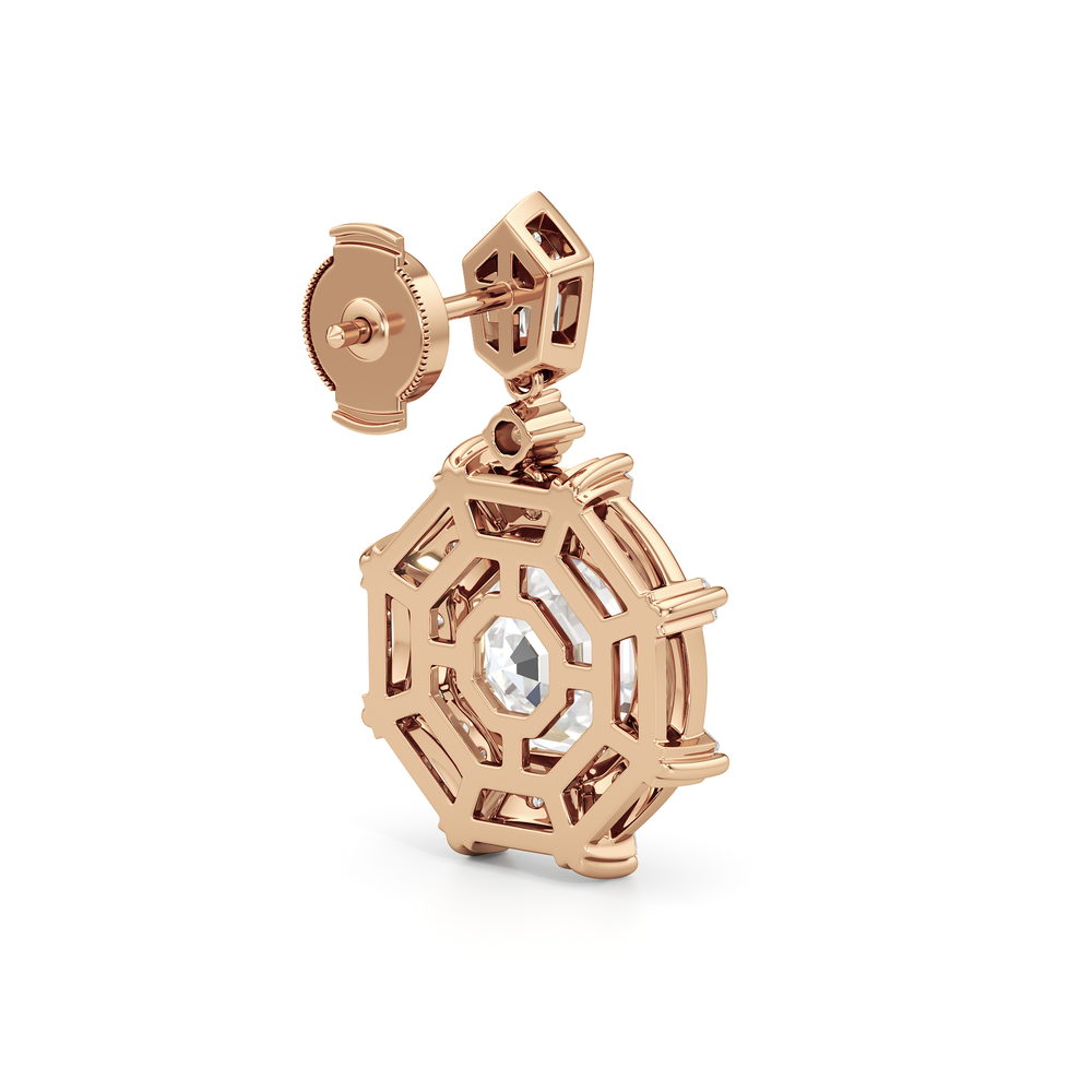 The Allison Earrings with 18KT Rose Gold / Lab / 4 9/10 Cut Diamond in 14KT Rose Gold / Lab / 4 9/10 view 6
