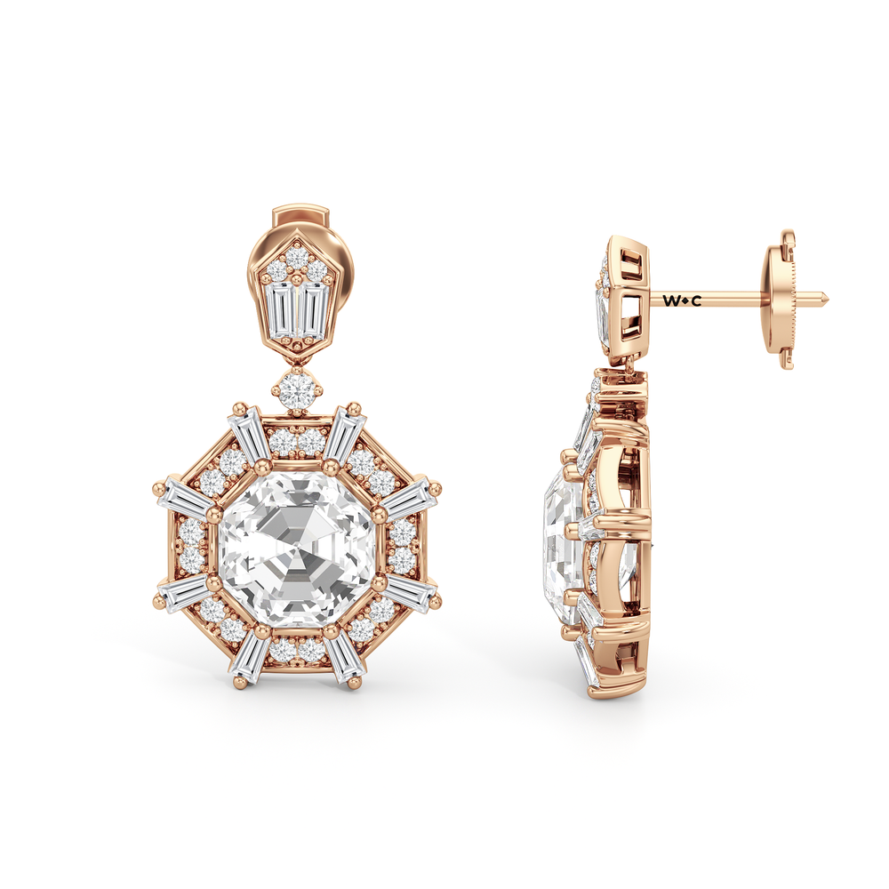 The Allison Earrings with 18KT Rose Gold / Lab / 4 9/10 Cut Diamond in 14KT Rose Gold / Lab / 4 9/10 view 7
