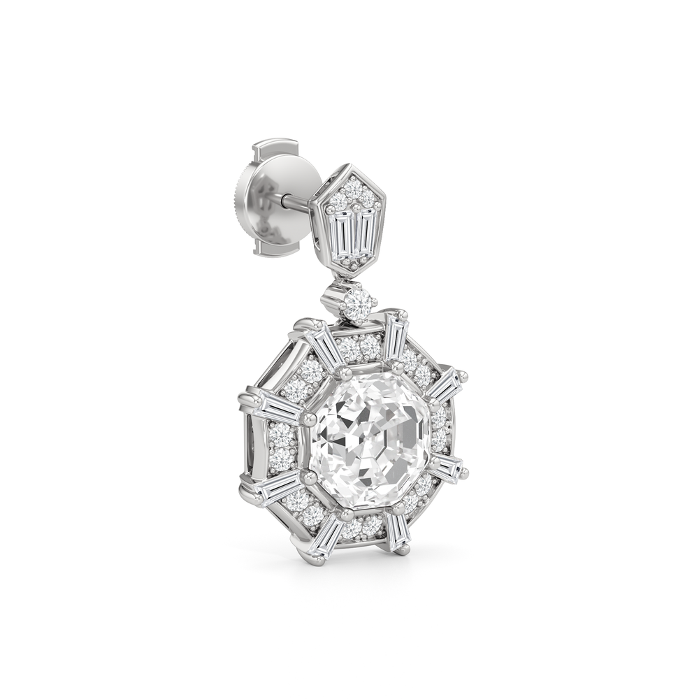 The Allison Earrings with 18KT White Gold / Lab / 4 9/10 Cut Diamond in 14KT White Gold / Lab / 4 9/10 view 5
