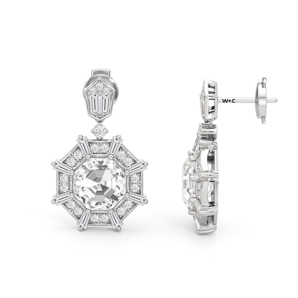 The Allison Earrings with 18KT White Gold / Lab / 4 9/10 Cut Diamond in 14KT White Gold / Lab / 4 9/10 view 7
