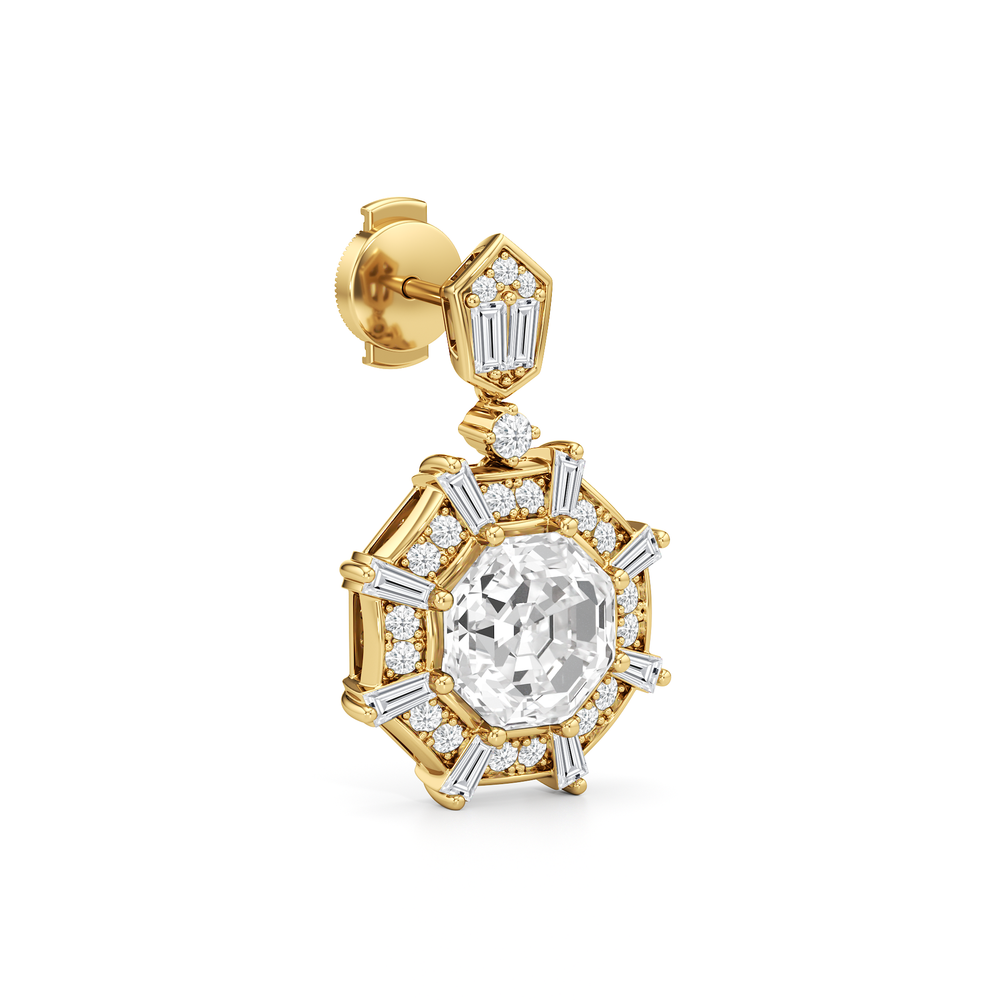 The Allison Earrings with 18KT Yellow Gold / Lab / 4 9/10 Cut Diamond in 14KT Yellow Gold / Lab / 4 9/10 view 5
