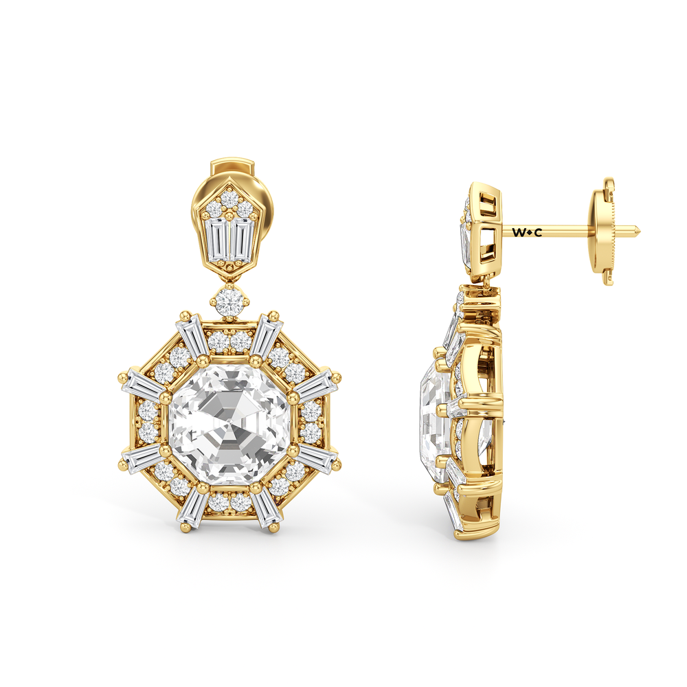 The Allison Earrings with 18KT Yellow Gold / Lab / 4 9/10 Cut Diamond in 14KT Yellow Gold / Lab / 4 9/10 view 7
