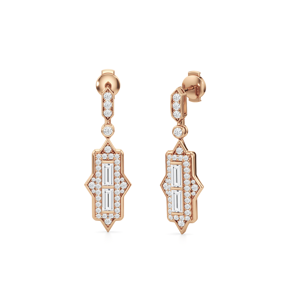The Delano Earrings with 18KT Rose Gold / Lab / 2 1/3 Cut Diamond in 14KT Rose Gold / Lab / 2 1/3 view 2

