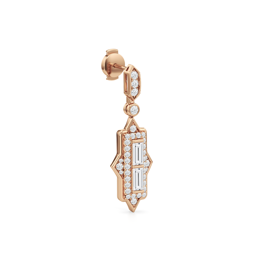 The Delano Earrings with 18KT Rose Gold / Lab / 2 1/3 Cut Diamond in 14KT Rose Gold / Lab / 2 1/3 view 5
