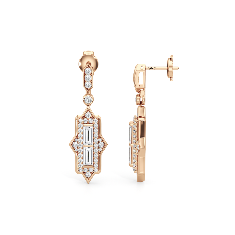 The Delano Earrings with 18KT Rose Gold / Lab / 2 1/3 Cut Diamond in 14KT Rose Gold / Lab / 2 1/3 view 7
