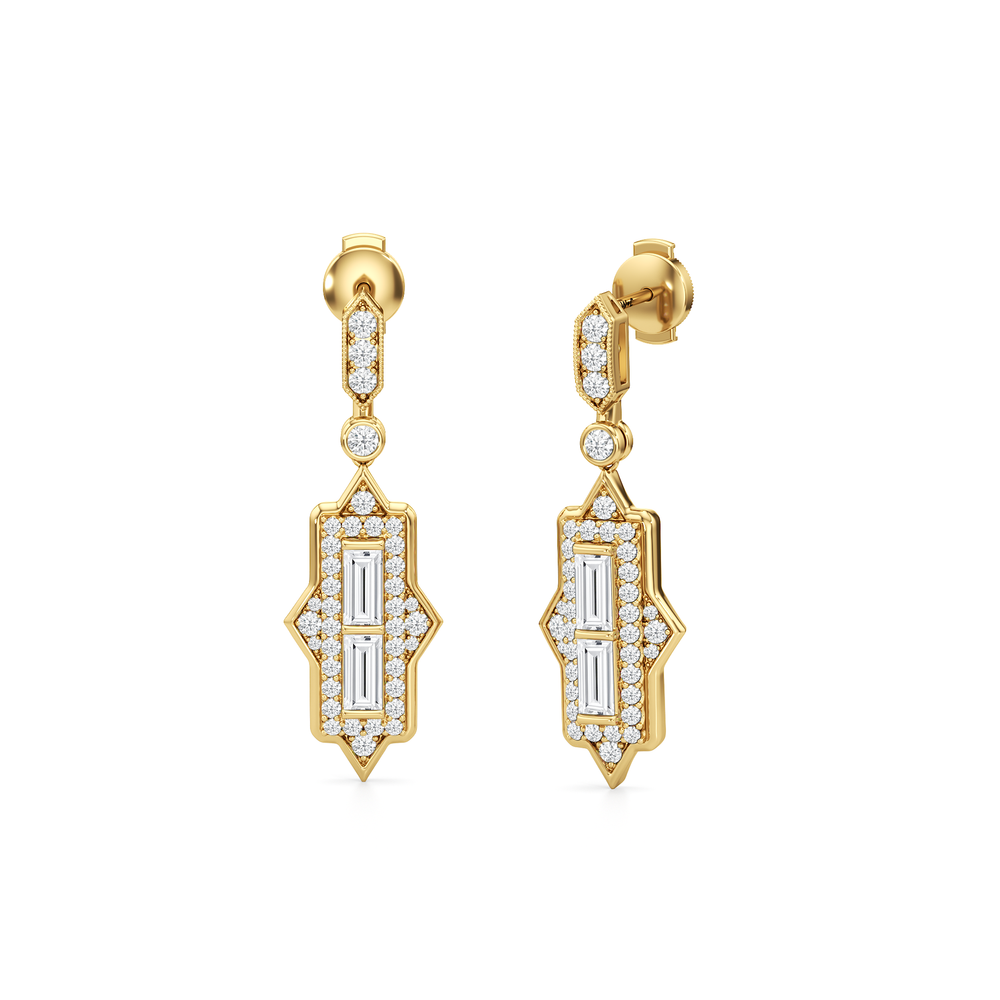 The Delano Earrings with 18KT Yellow Gold / Lab / 2 1/3 Cut Diamond in 14KT Yellow Gold / Lab / 2 1/3 view 2
