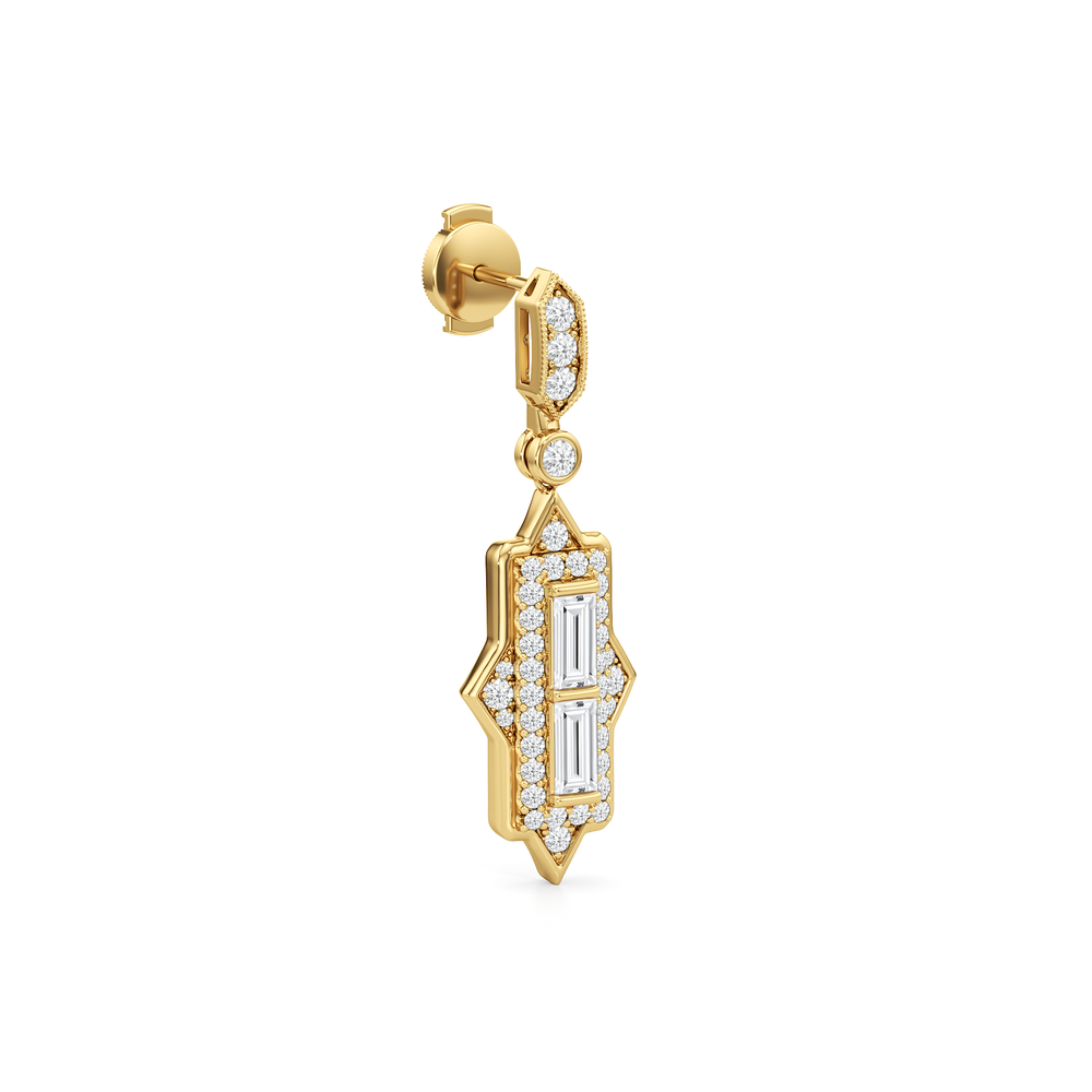 The Delano Earrings with 18KT Yellow Gold / Lab / 2 1/3 Cut Diamond in 14KT Yellow Gold / Lab / 2 1/3 view 5
