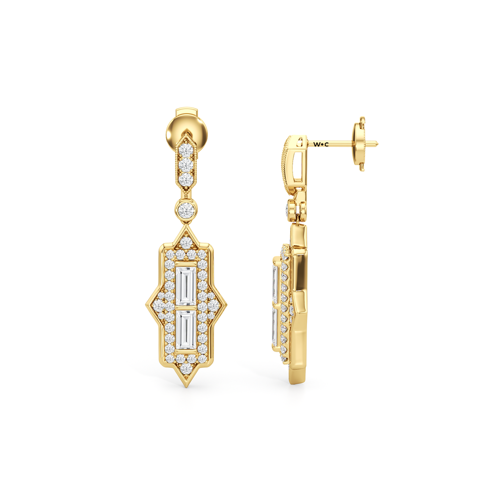 The Delano Earrings with 18KT Yellow Gold / Lab / 2 1/3 Cut Diamond in 14KT Yellow Gold / Lab / 2 1/3 view 7
