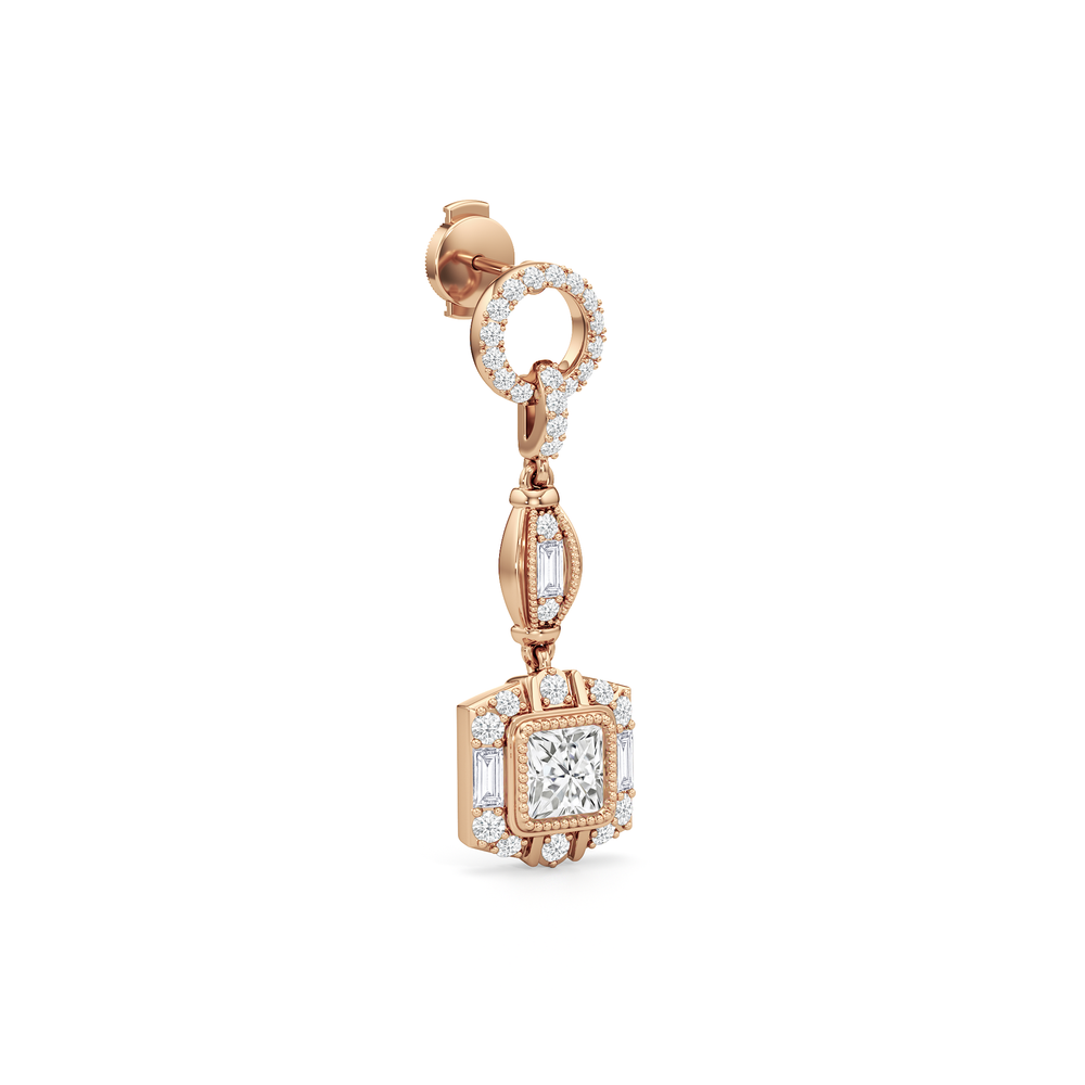 The Napier Earrings with 18KT Rose Gold / Lab / 4 Cut Diamond in 14KT Rose Gold / Lab / 4 view 5
