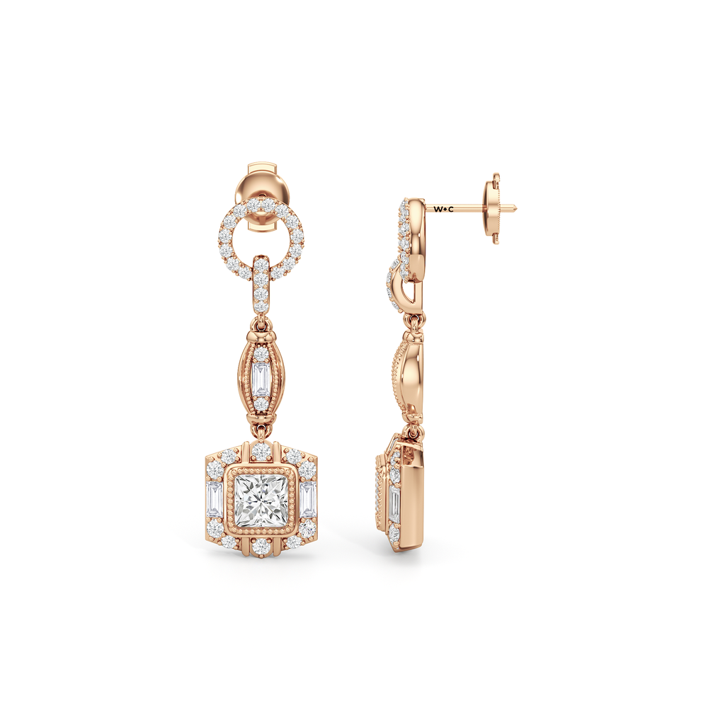 The Napier Earrings with 18KT Rose Gold / Lab / 4 Cut Diamond in 14KT Rose Gold / Lab / 4 view 7
