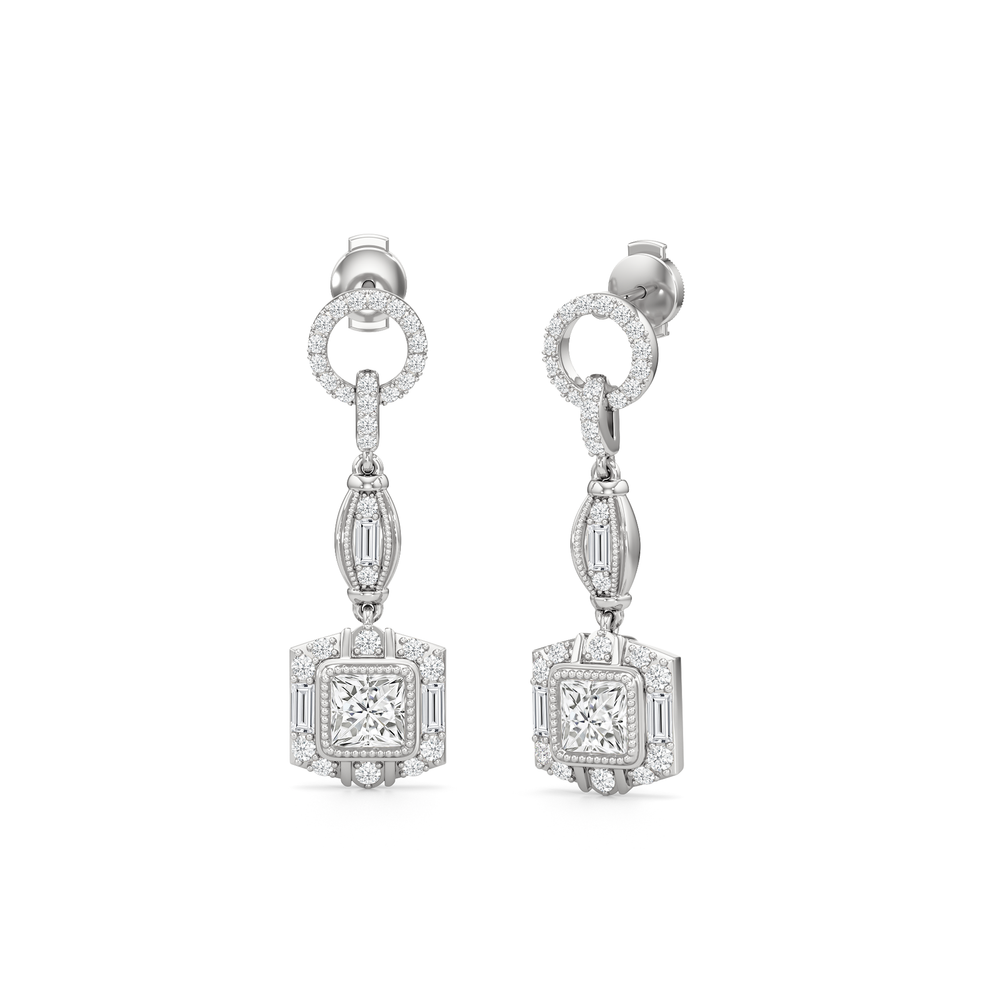 The Napier Earrings with 18KT White Gold / Lab / 4 Cut Diamond in 14KT White Gold / Lab / 4 view 2
