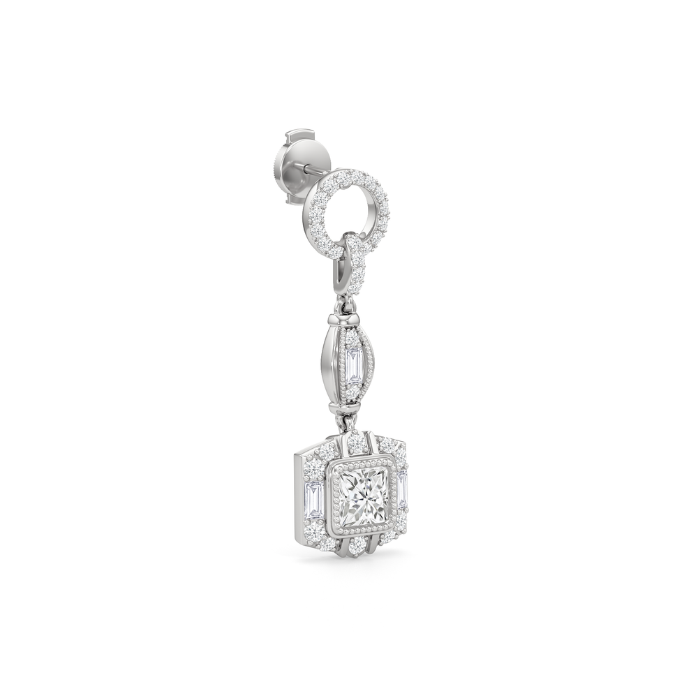 The Napier Earrings with 18KT White Gold / Lab / 4 Cut Diamond in 14KT White Gold / Lab / 4 view 5
