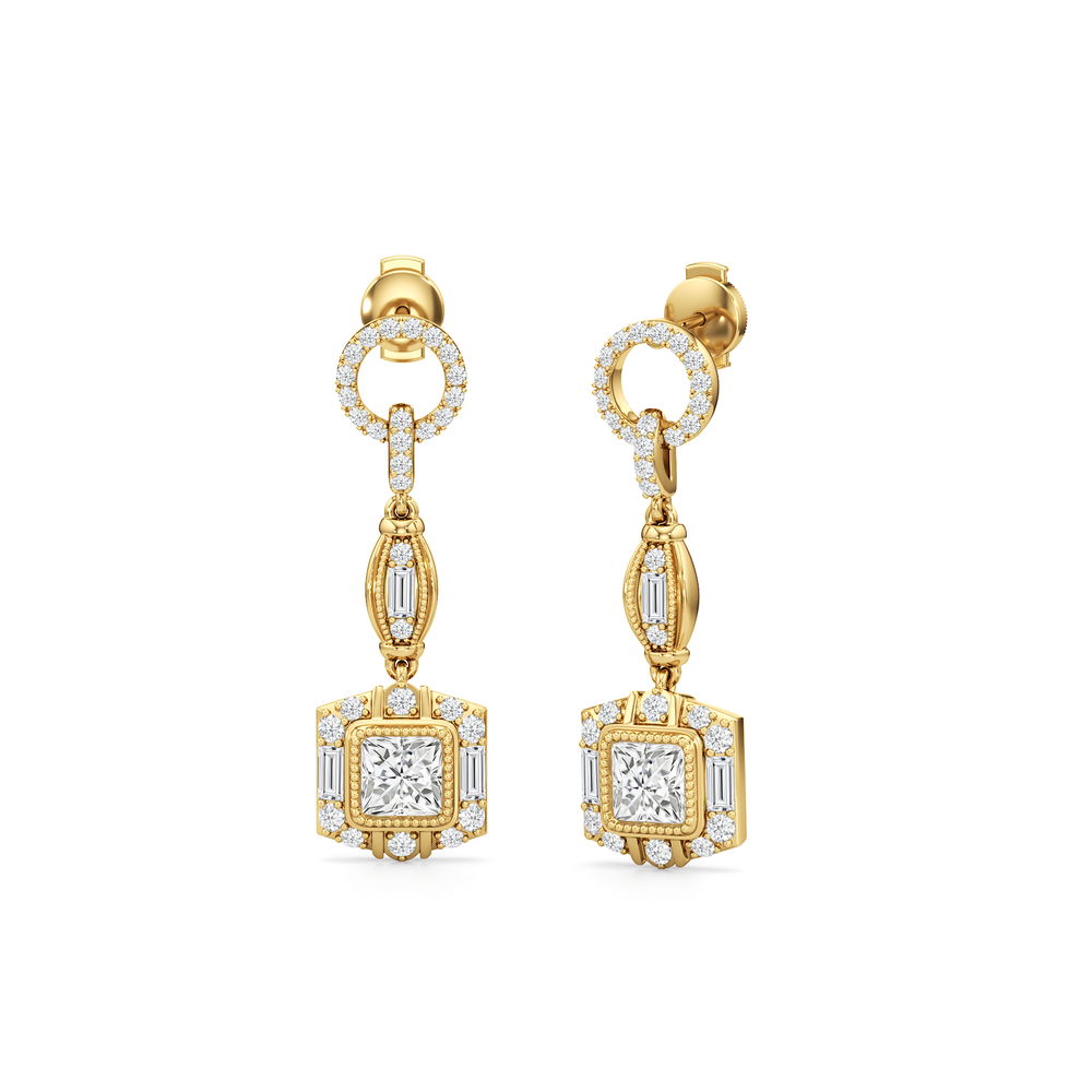 The Napier Earrings with 18KT Yellow Gold / Lab / 4 Cut Diamond in 14KT Yellow Gold / Lab / 4 view 2
