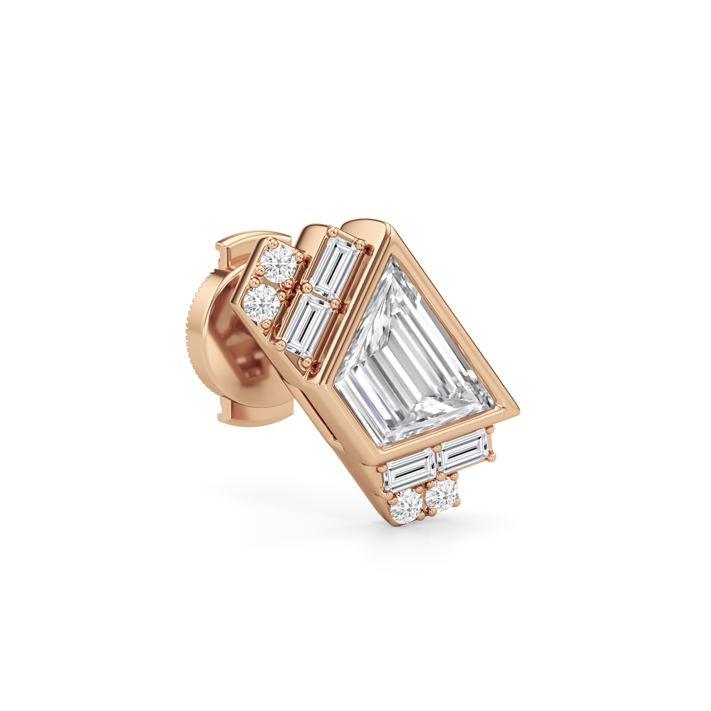The Marquee Earrings with 18KT Rose Gold / Lab / 2 1/10 Cut Diamond in 14KT Rose Gold / Lab / 2 1/10 view 5
